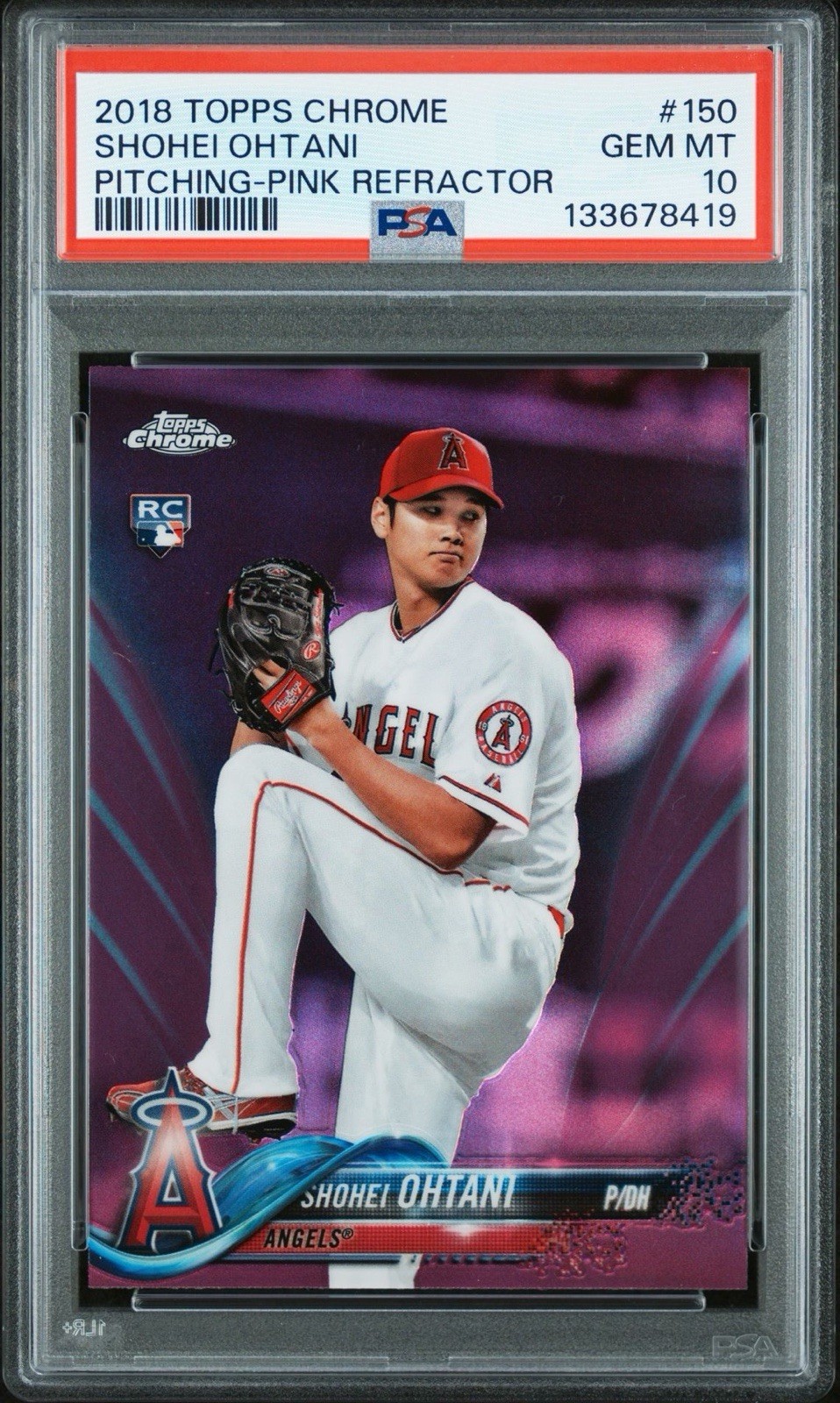 2018 Topps Chrome Pink Refractor Rookie Shohei Ohtani Angels #150 PSA 10