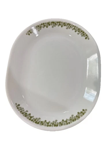 Vintage Corelle Spring Blossom Green Crazy Daisy 12 1/4" x 10” Oval Platter