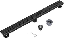 Neodrain 32in MATTE BLACK Linear Shower Drain w Removable Quadrato Pattern Grate