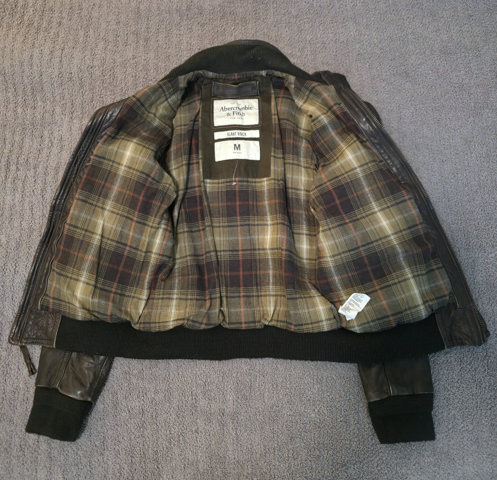 Abercrombie & Fitch Slant Rock Leather Jacket Y2K Biker Bomber Jacket Vintage image 6