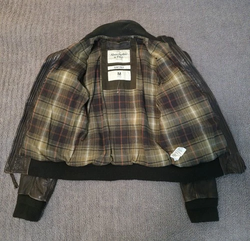 Abercrombie & Fitch Slant Rock Leather Jacket Y2K Biker Bomber Jacket Vintage image 6