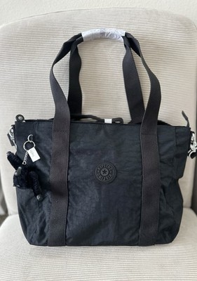 Kipling Asseni Small Tote Bag Black Noir New with Tags Monkey Charm