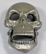 1996 SKULL PEWTER Silver Belt Buckle W/Movable Jaw by GREAT AMERICAN Products.