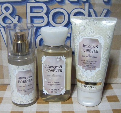 BATH & BODY WORKS 3pc Travel Shower Gift Set Always & Forever New (Y/1343)