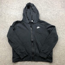 Nike Sweatshirt Womens Medium Black Full Zip Hoodie Swoosh Logo Casual Athletic