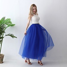 5 Layer Tulle Long Skirt Tutu Women Maxi Wedding Skirts Party Prom Underskirt
