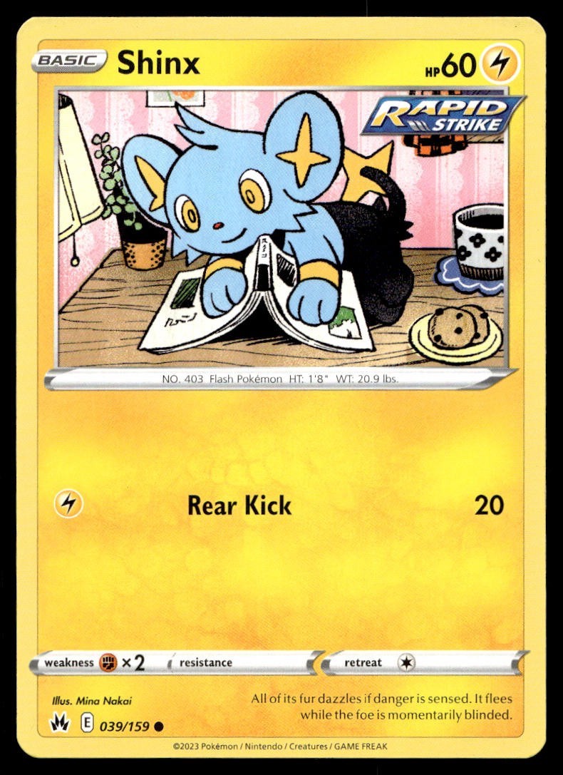 Shinx 39/159 Pokemon Card Zenith Crown Common 60 HP Lightly Played KQ
