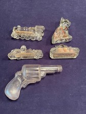 Vintage Glass Candy Container Lot of 5 Victory Stough 2 Sealed Full with Candy