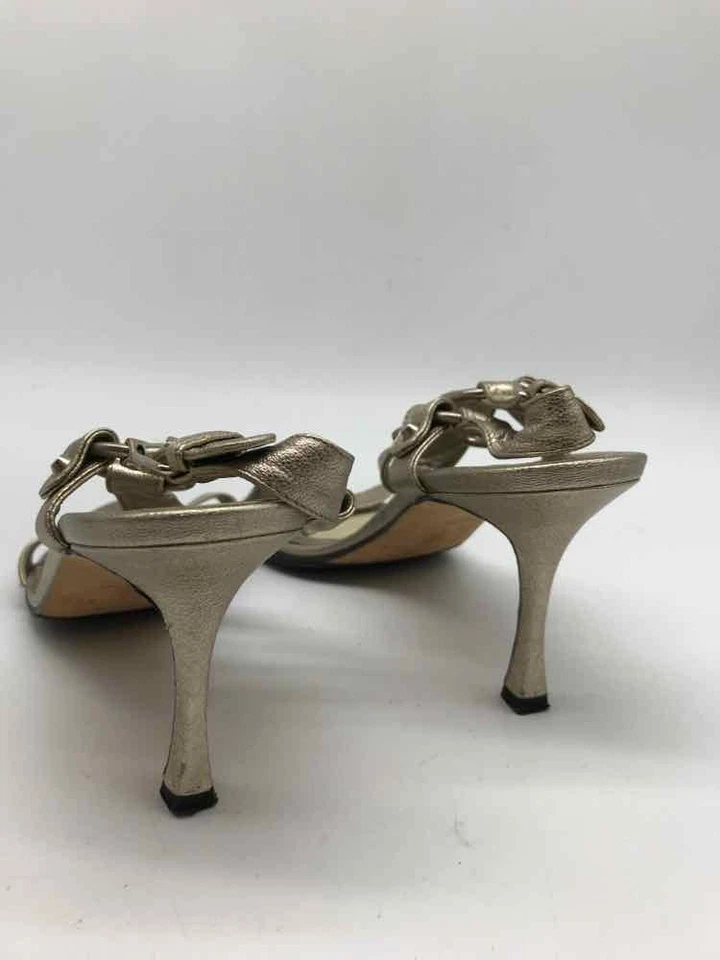 二手 Brian Atwood 银色 37.5 码露跟高跟鞋 — 第 3/4 张图片