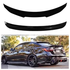 For 2014-2024 Infiniti Q50 PSM Style Gloss Black Rear Spoiler+ Q50 Roof Wing
