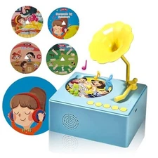 Kids Phonograph Toddler Record Player with 96 Learning Cards, Music & Story 