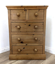CHEST OF DRAWERS Classic Pine 5 Drawer Country Farmhouse 2 Over 3 FREE DELIVERY