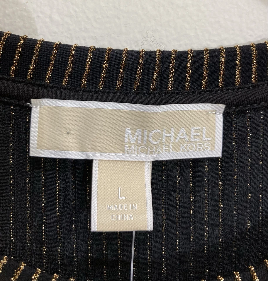 Top para mujer Michael Kors talla grande negro manga larga Foto 4 de 4