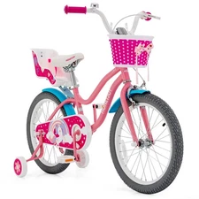 18 Inches Kids Bicycle w/Training Wheels & Basket for Boys & Girls Age 5-9 Years