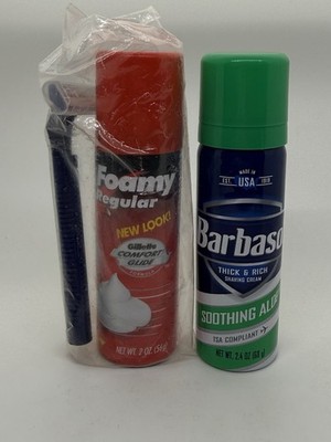 Barbasol Shaving Cream Soothing Aloe, Gillette Razor & Shaving Foam Travel RARE