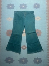 Vintage 70s bell bottom jeans elephant flare wide leg green distressed 32x26