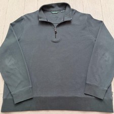 Orvis Sweater Mens 2XL Green Quarter Zip Pullover Knit Casual Outdoors