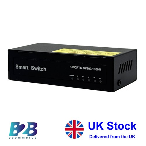 5 Port Gigabit Network Ethernet Switch RJ45 Smart Switch + UK Plug Power Supply - Picture 3 of 5