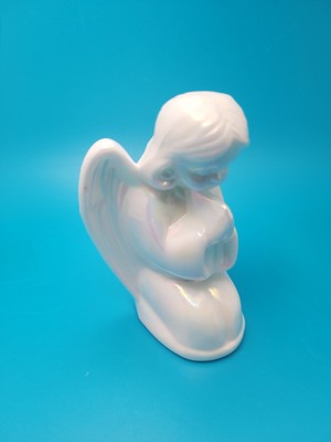 Mosser Iridescent Milk Glass Praying Angel 3.5'' Made In USA