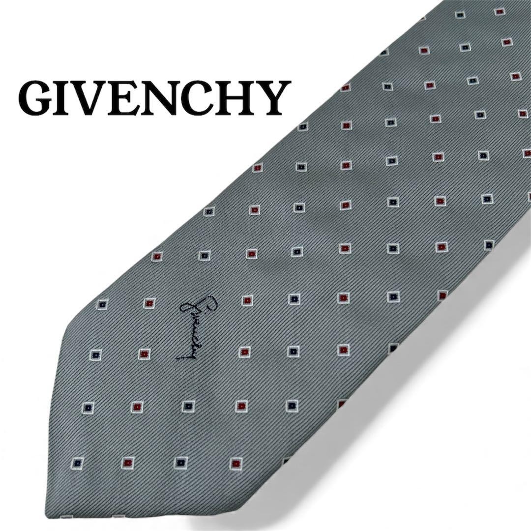 Givenchy Logo Square Pattern Silk Blend Necktie G… - image 1