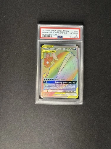 Magikarp & Wailord GX – Secret Rare – Sun & Moon: Team Up #183 – PSA 10