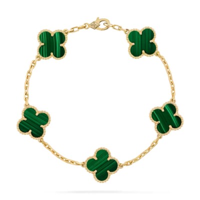 Van Cleef & Arpels Vintage Alhambra Yellow gold Malachite Bracelet