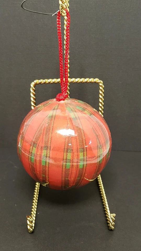 Juego De 5 Adornos Decoupage Vintage Tartán Cuadros 2.5" Foto 2 de 4