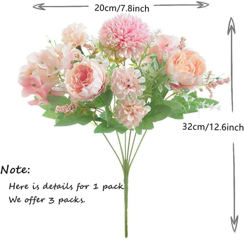 Fake Artificial Flowers, Peony Silk Hydrangea Bouquet Decor Plastic Carnations F - Picture 2 of 6