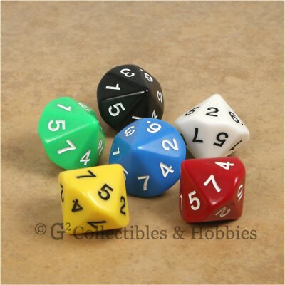 NEW 6 Large 20mm D7 14 Sided 1 to 7 Twice Game Dice Set - Six