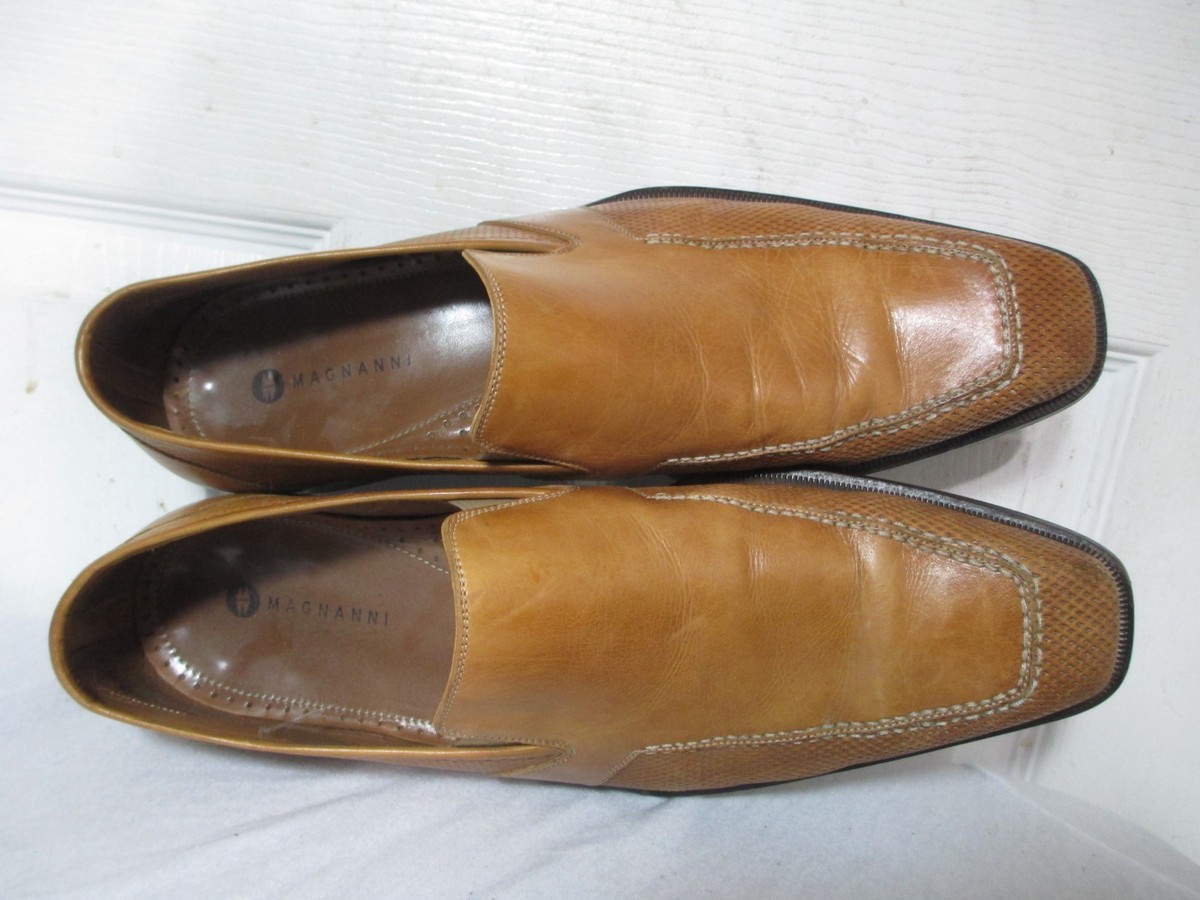 MAGNANNI MEN\'S COGNAC PERFORATED‎ LEATHER LOAFER SHOES MADE IN SPAIN 42 US 8.5 M Magnanni 24461 Herman Boltiarcade Cognac Woven Leather Penny  main image 2