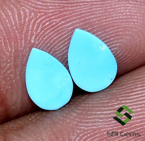 Natural Sleeping Beauty Turquoise Pear Pair 7.50x5 mm Flatish Loose Gemstones - Picture 3 of 7