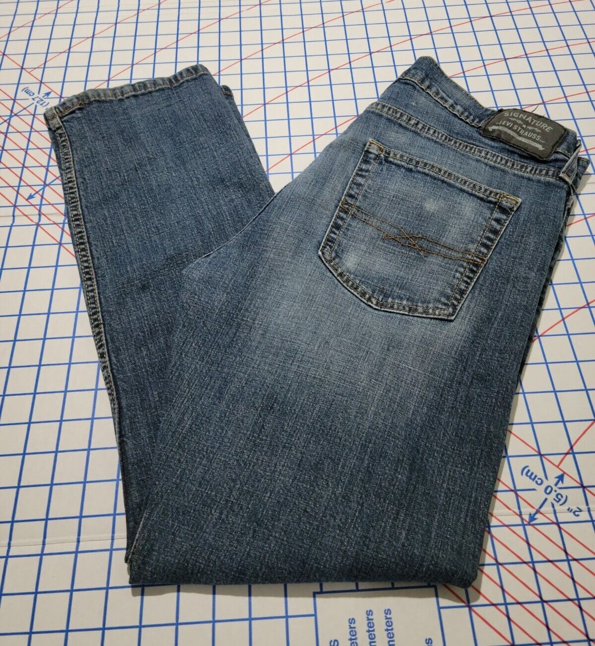 Signature By Levi Strauss Mens Slim Straight Jeans Size 34 X 30 Distressed  | eBay