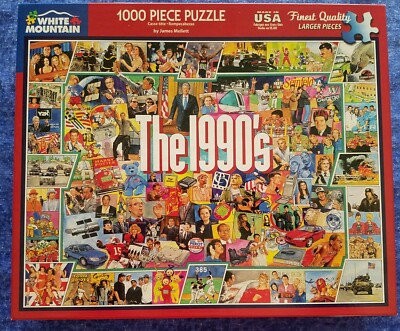 The 1990's 1000 Piece Jigsaw Puzzle by White Mountain Puzzles - Complete used 1x
