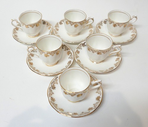 6 Royal Albert England Bone China Gold White Demitasse Cups and Saucer Set - Picture 6 of 19