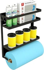 Paper Towel Holder with Shelf, 2-In-1 Magnetic Shelf, Heavy Duty Rustic Paper To