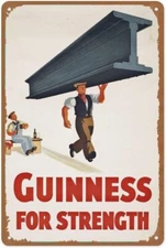 Vintage Tin Metal Signs 8x12 Inches  Guinness for Strength Guinness Retro Vintag