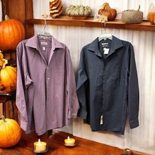 Van Heusen, Men s, 2 Dress Shirts 16 Each,Purple, Blue, Sz 15.5, Long Sleeve.
