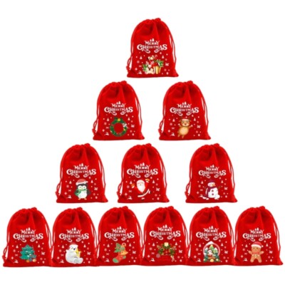 12pcs Plush Drawstring Pouches For Wrapping and Packaging