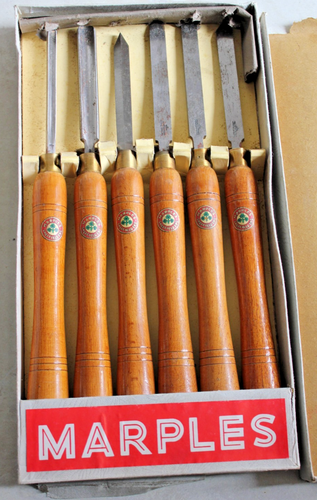 Vintage MARPLES SHAMROCK BRAND No 1001 Set Of 6 Wood Turning Chisels Look Unused - Picture 4 of 10