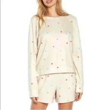 Wildfox Sommers Sweatshirt Natural Multicolor Heart Motif Small