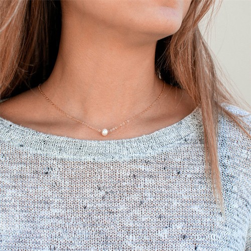 Pearl Gold Choker Necklace Pendant 