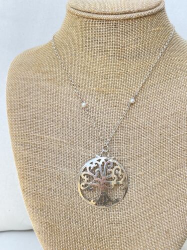 Tree Of Life Pearl Necklace~ Sterling Silver - Picture 1 of 12
