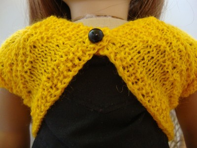 Hand Knit 18'' Doll Clothes Yellow Ballet Style Bolero Sweater fits American