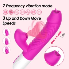 Rabbit Dildo Vibrator Thrusting G-Spot Massager Clit Sucking Sex Toys for Women