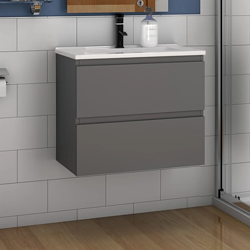 AICA 500/600mm Bathroom Vanity Unit with Basin 2 Drawers/Doors Wall Floor Standing
