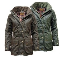 Game Cantrell Padded Antique Waxed Jacket Green Brown Olive Ladies Womens