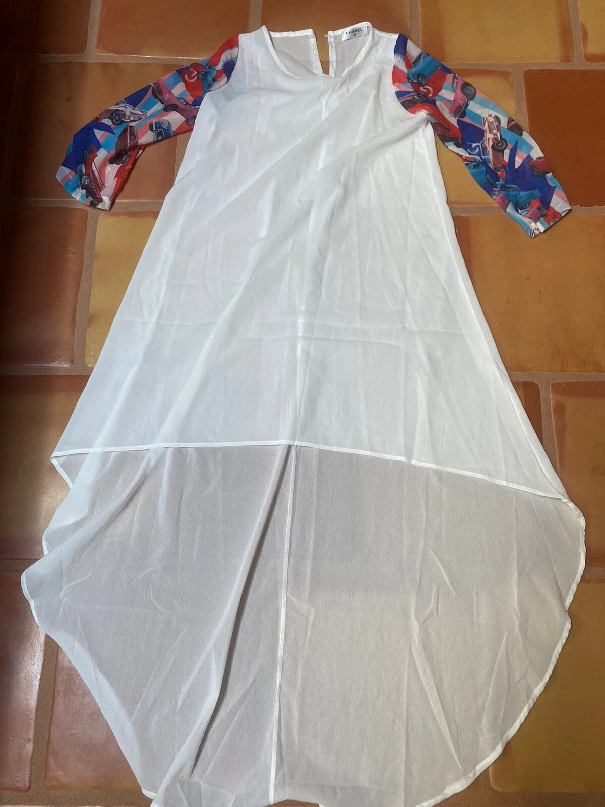 CHANEL SUPER RARO copricostume da spiaggia abbigliamento da crociera elegante hotel piscina vestito da appendere M