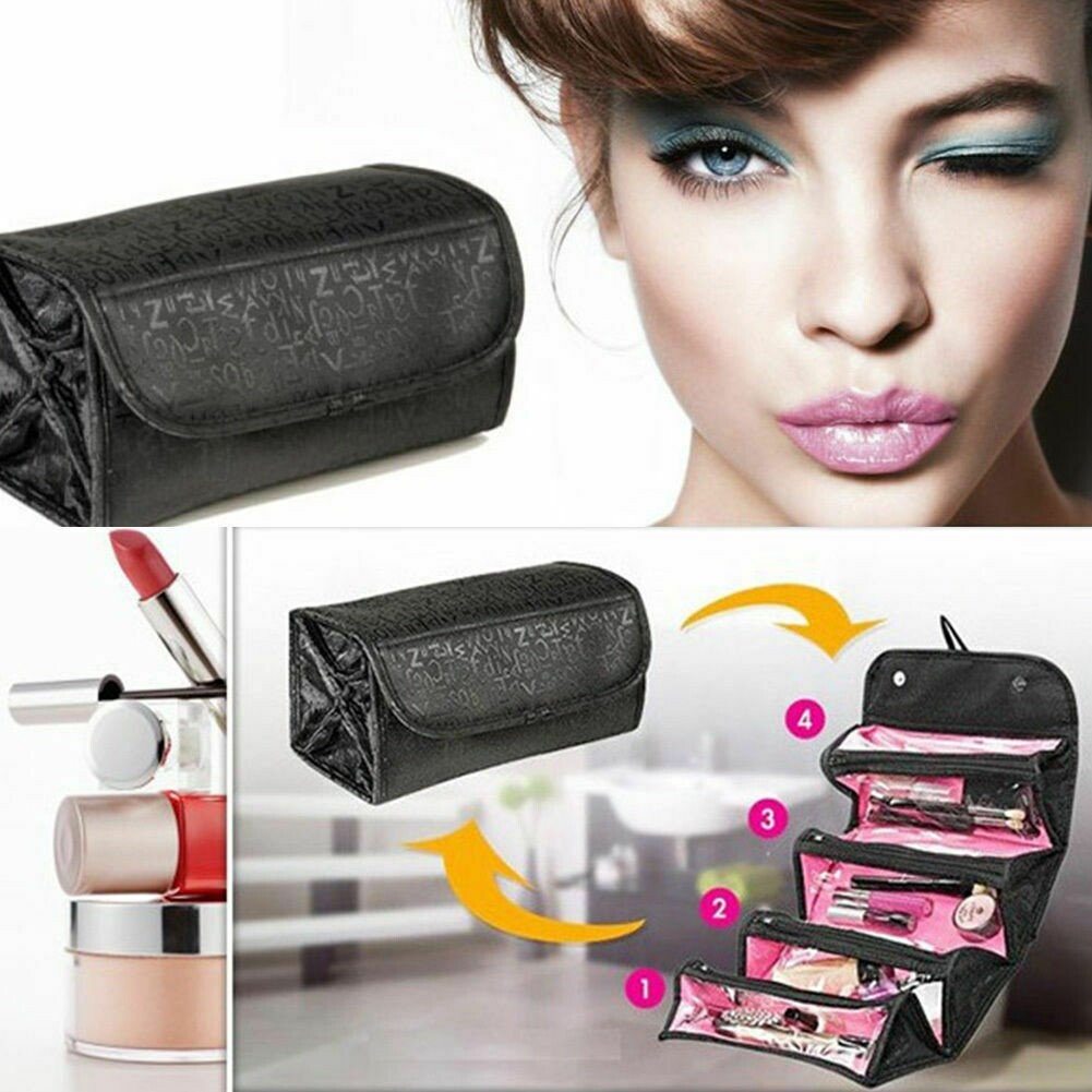 Roll Up Travel Toiletry Wash Bag Womens Mens Hanging Cosmetic Makeup