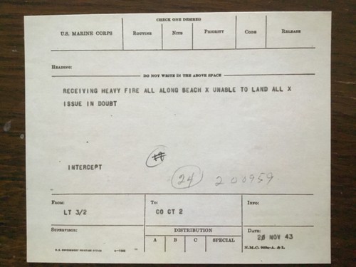 1943 URGENT MESSAGES FROM US MARINES DURING ASSAULT ON TARAWA ATOLL **(Repro)** - Picture 3 of 6