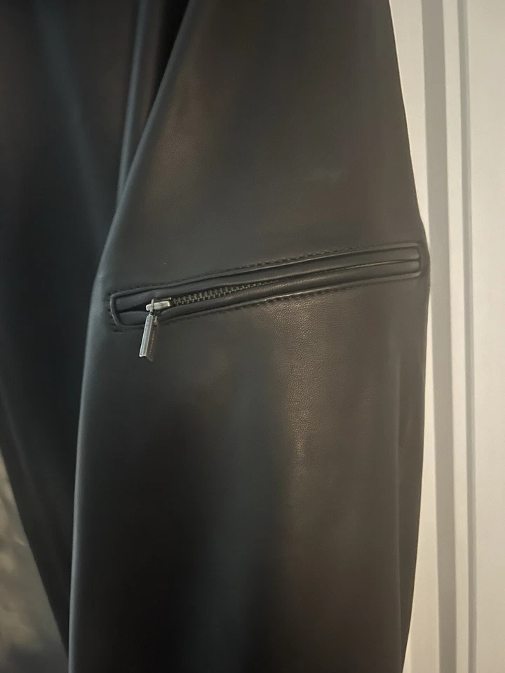 Chaqueta de cuero negra vertical Robert Comstock talla L piel de cordero motociclista nueva sin etiquetas Foto 4 de 4